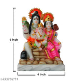 Marble Shiv Parivar Idol, 15cm tall, Indian religious sculpture